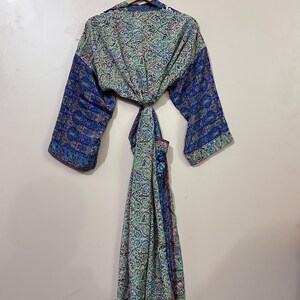Traditional Indian Patchwork Silk Kimono Robe for Women, Duster Jacket ...