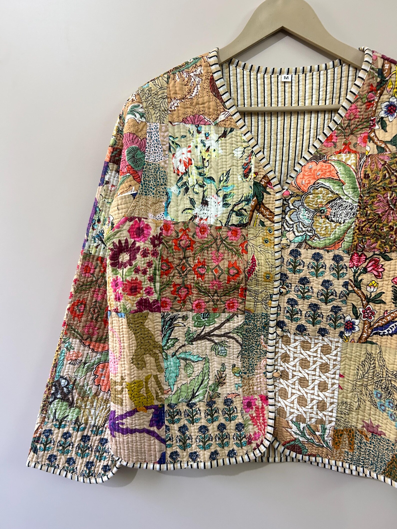 Bohemian Quilted Patchwork Jacket for Women, Reversible Cotton Jacket ...