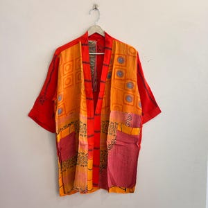 Recycled Crepe Silk Kimono Robe Vintage Women Kimono