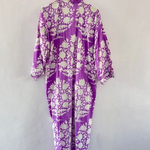 100% cotton block printed kimono Robe, Beach Cover Up , Bridesmaid Gown image 7