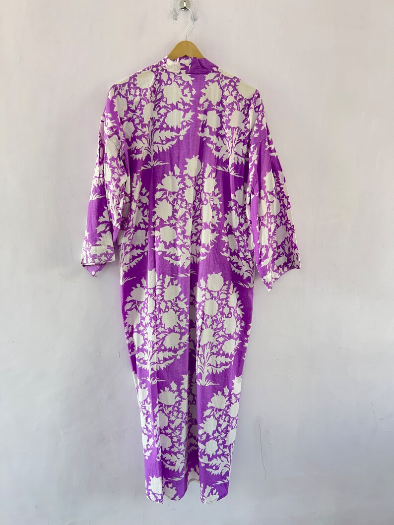 100% cotton block printed kimono Robe, Beach Cover Up , Bridesmaid Gown image 7