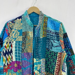 Vintage Patchwork Seide Kantha Handgemachte Jacke Bild 5