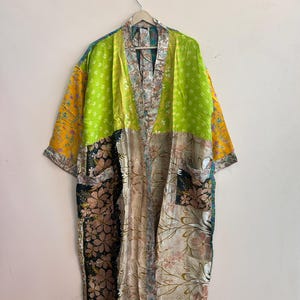 Traditional Indian Pure Saree Silk Kimono Robe for women, Duster Jacket