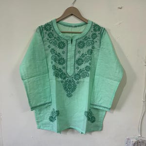 Indian Cotton Embroidered Women Kurti Blouse, Top And Tees, Cotton Tunic