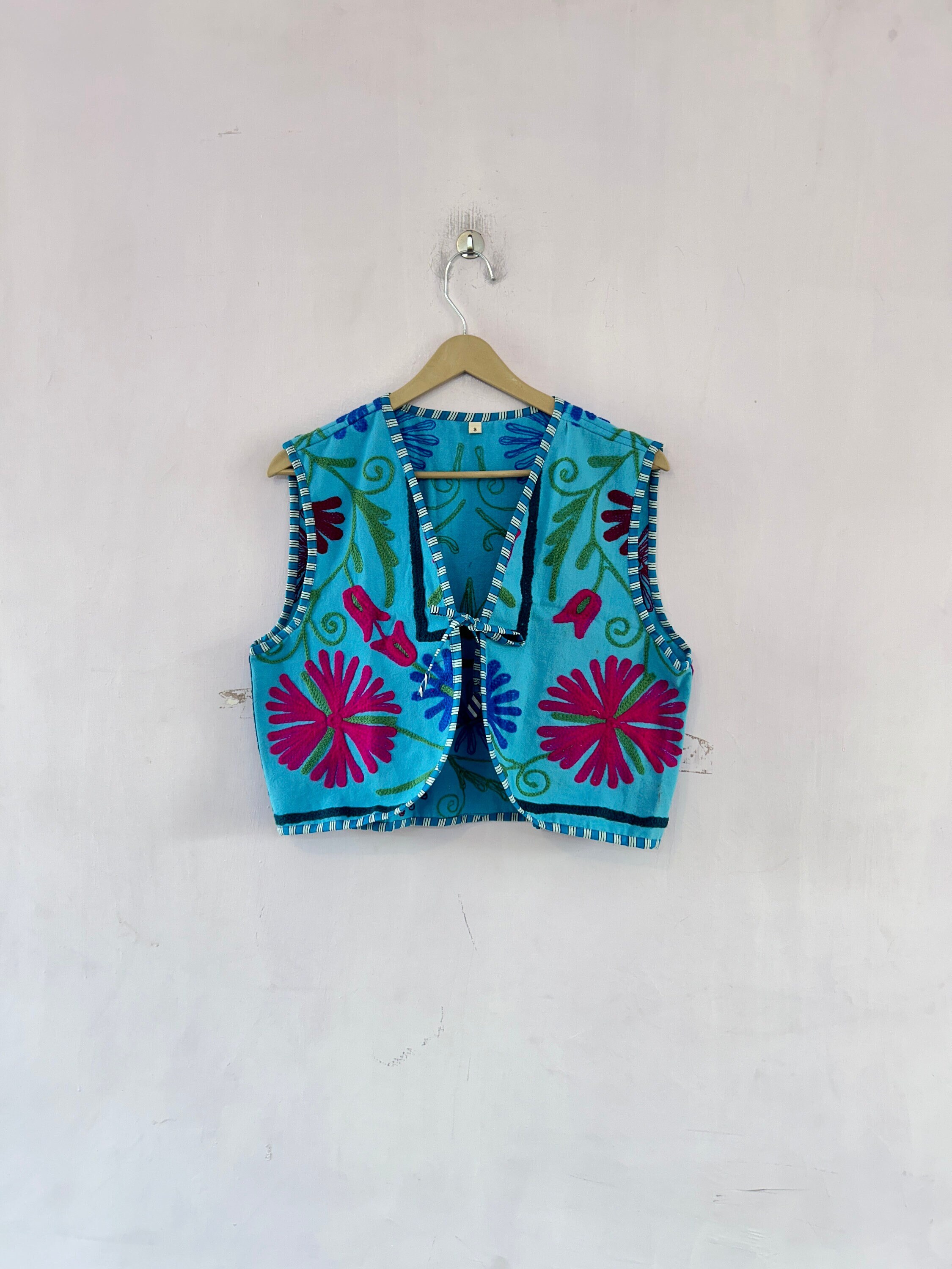 Traditional Embroidered Suzani Vest Jacket , Women Waistcoat Jacket kotti