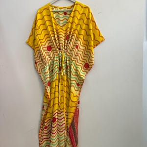 Abbigliamento boho, abito da spiaggia, caftano di seta per donna immagine 8