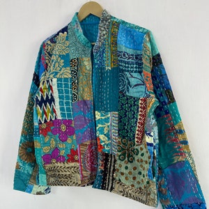 Vintage Patchwork Seide Kantha Handgemachte Jacke Bild 7