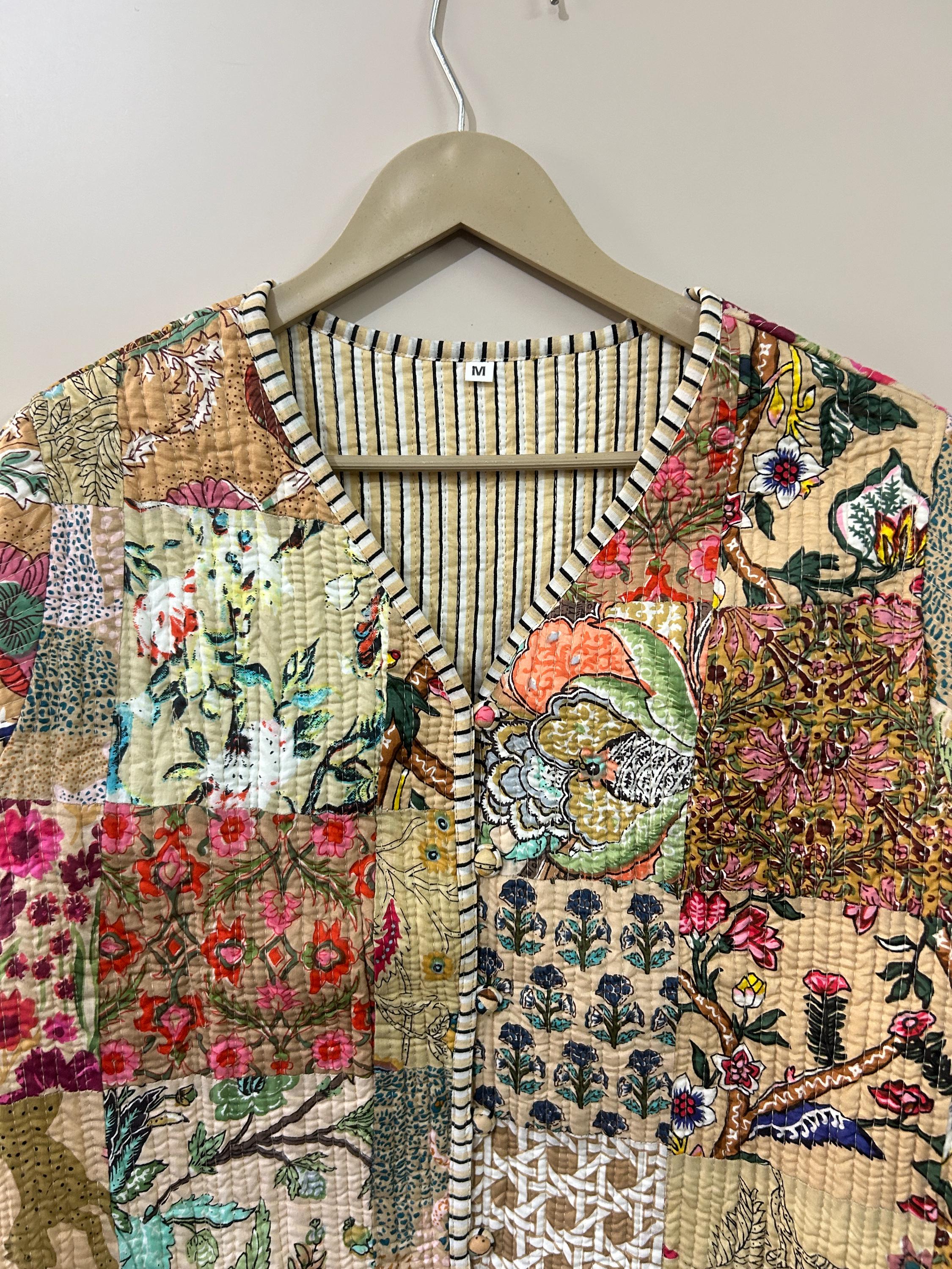 Bohemian Quilted Patchwork Jacket for Women, Reversible Cotton Jacket ...