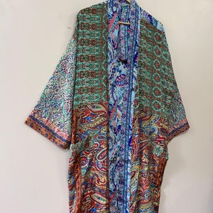 Traditional Indian Patchwork Silk Kimono Robe for Women, Duster Jacket ...