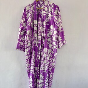 100% cotton block printed kimono Robe, Beach Cover Up , Bridesmaid Gown image 3