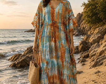 Kaftano vintage di lusso in seta per donna