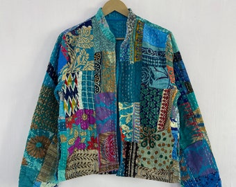 Vintage Patchwork Silk Kantha Handmade Jacket