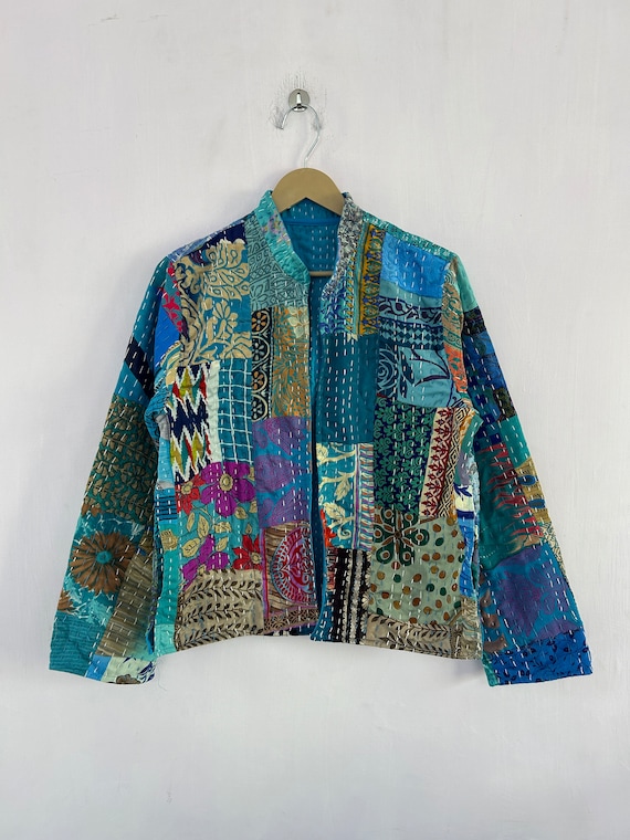 Vintage Patchwork Silk Kantha Handmade Jacket