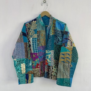 Vintage Patchwork Seide Kantha Handgemachte Jacke Bild 8
