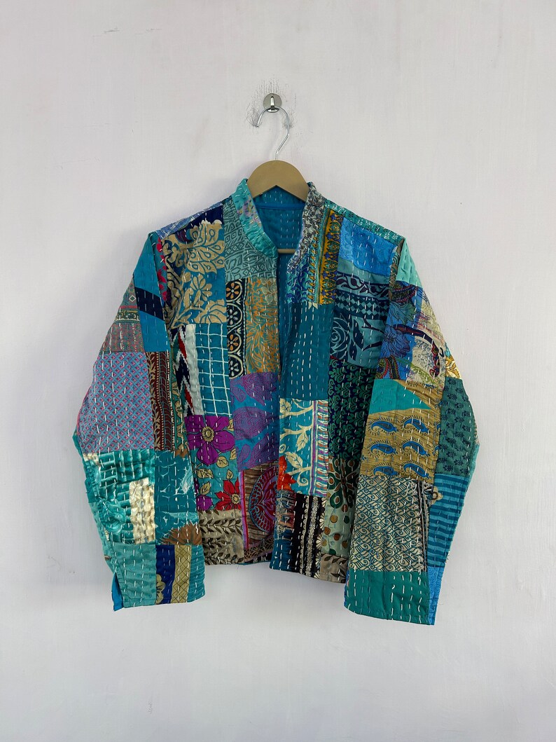 Vintage Patchwork Seide Kantha Handgemachte Jacke Bild 8