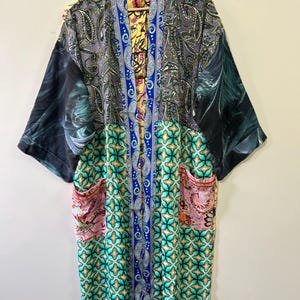 Traditional Indian Patchwork Silk Kimono Robe for Women, Duster Jacket ...