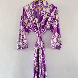 100% cotton block printed kimono Robe, Beach Cover Up , Bridesmaid Gown image 8