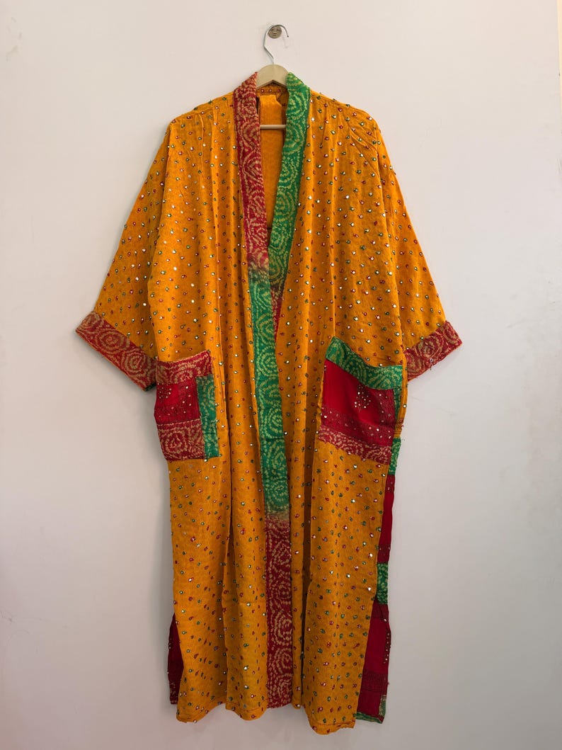 Vintage Silk Long Kimono , Loungewear Robe for Women , Bridesmaid ...