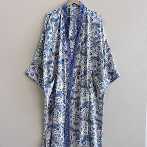 Bata kimono de seda bohemia, chaqueta larga tipo kimono tipo cárdigan