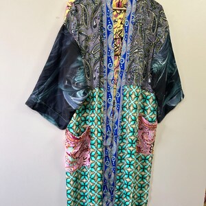 Traditional Indian Patchwork Silk Kimono Robe for Women, Duster Jacket ...