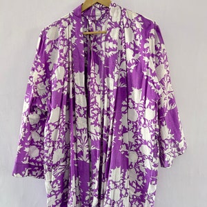 100% cotton block printed kimono Robe, Beach Cover Up , Bridesmaid Gown image 4