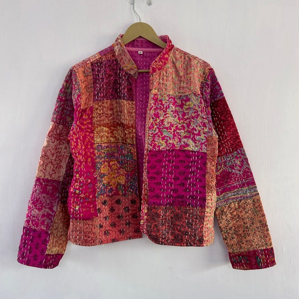 Vintage Patchwork Silk Kantha Handmade Jacket