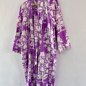 100% cotton block printed kimono Robe, Beach Cover Up , Bridesmaid Gown image 6