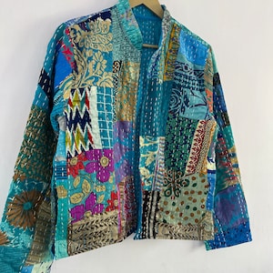 Vintage Patchwork Seide Kantha Handgemachte Jacke Bild 2