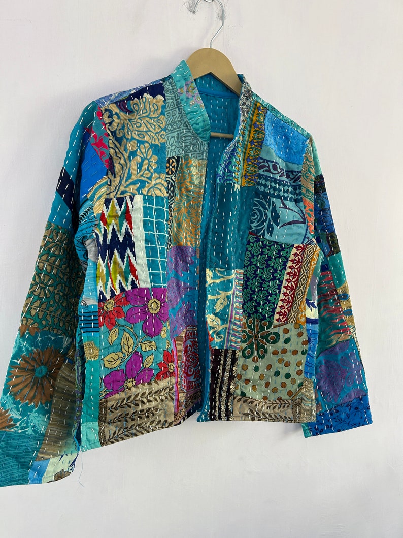 Vintage Patchwork Seide Kantha Handgemachte Jacke Bild 2