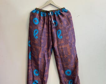 Unisex harembyxor i siden: Boho hippie-stil, resår i midjan