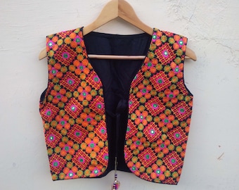 Indian Jacket, Embroidered Vintage Kutch Jacket, Women Vest Koti, Handmade Women Waistcoat, Traditiona Jacket