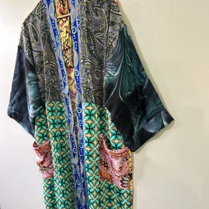 Traditional Indian Patchwork Silk Kimono Robe for Women, Duster Jacket ...