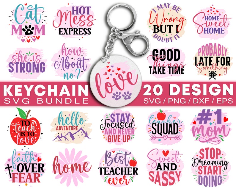 Keychain SVG Bundle Key Ring Svg Keychain Pattern Svg Paint - Etsy Canada