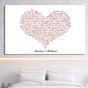 Song Lyrics Wall Art | Custom Song Lyric Print | Wedding Song Lyrics Print | 1st Anniversary Gift for Wife | First Dance Song Lyrics Prints