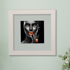 Black Woman Acrylic Sign Decor, White Framed Modern Art, African Woman Wall Decor, Unique Gift Ideas, Home & Office Decorative Piece