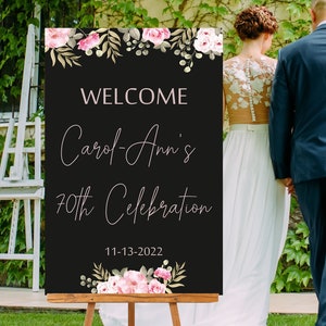 Wedding Welcome Sign | Black Acrylic with 3D Rosegold Text | Embossed Custom Acrylic Sign for Weddings & Events | Modern Wedding Sign