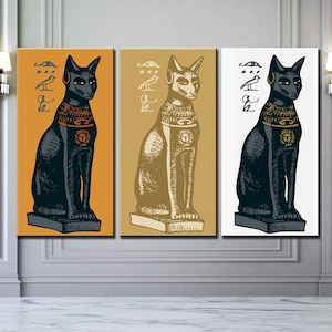 Ancient Egyptian Cat Goddess Canvas Art Print: Ethnic Mythology Decor.