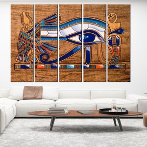 Ägyptisches Horus Auge Print, Ethnisches Muster Wandkunst