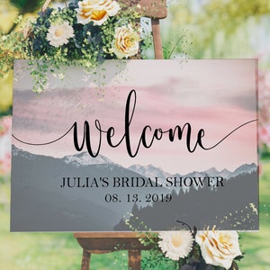 Custom Wedding Welcome Sign on Cotton Canvas, Minimal Abstract Decor