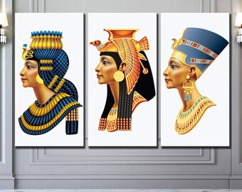 Egyptian Queens & Goddesses Canvas Art Set – Traditional Decor