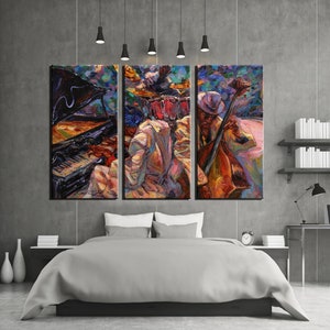 African American Singers Jazz Poster Print | Colorful Artwork of Jazz Club | African Artist Playing Piano Decor