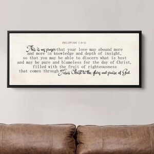 Scripture Sign - Bible Verse Framed Canvas Art, Philippians 1:9-11, Wall Decor for Living Room & Inspirational Gift