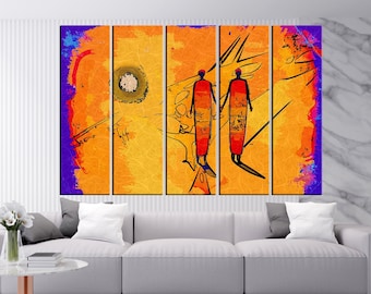 Retro African Canvas Print: Ethnic Multicolor African Wall Art