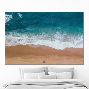 Aerial Beach Wall Art Prints | Set of 4 Panel Abstract Art Decor |Beach Prints | Canvas Framed Wall Art | Aerial Beach Photography Fth-sea
