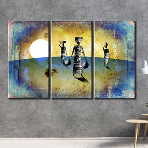 Grunge African Art Canvas Print, Ethnic Home Decor