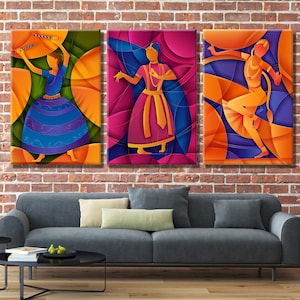 Multicolored Indian Female Dancers Colorful Traditional Clothes and Dance, Indian Classical Dancer Girls, Indian Colors, Bharatanatyam Garba