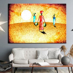 Retro African Ethnic Art Canvas Print, Colorful Home Décor