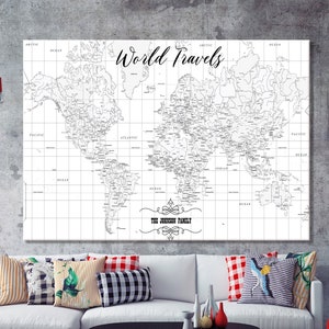 Épingle de carte du monde - panneau de carte de voyage personnalisé, art mural de carte personnalisé, cadeau de mariage unique pour les couples, décor de tableau d'affichage aventure