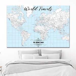 Push Pin World Map | World Map Poster| Canvas Travel Map|Personalized Push Pin World Map|Large World Map Push Pin  Fth-map, Valentine's Day