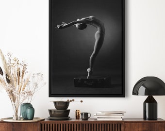 Ballerina Canvas Art, Black and White Photography, Dance Studio Decor